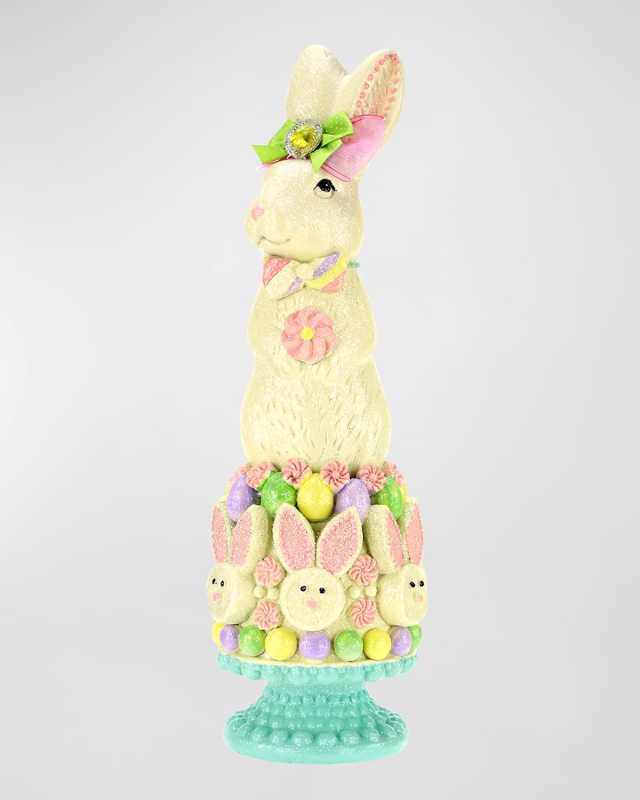 Jeweled Glittered Rabbit Finial - 13"